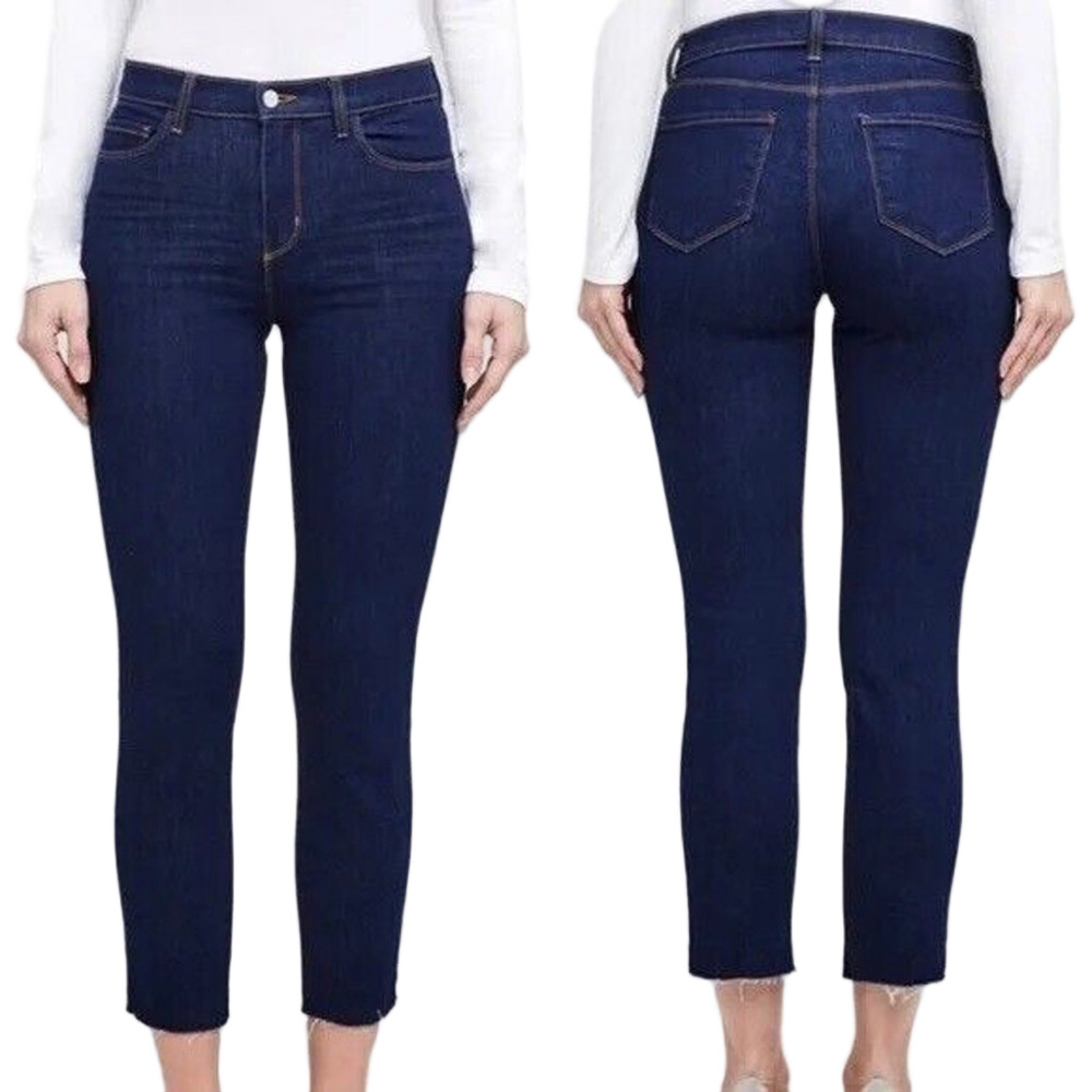 L'Agence Jeans Woment's Sz 25 Cropped Slim Lexington Dark Wash Raw Hem